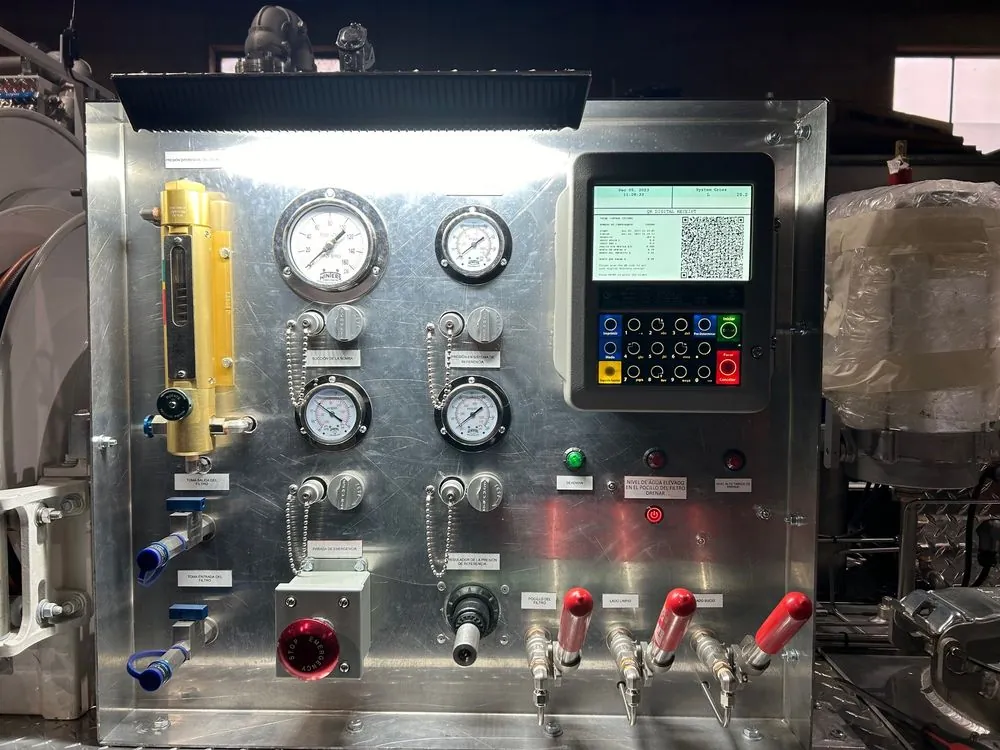 Panel de medición de una cisterna abastecedora